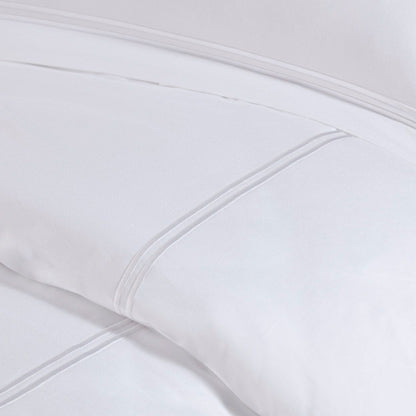 100% Cotton Sateen Embroidered Comforter Set - White