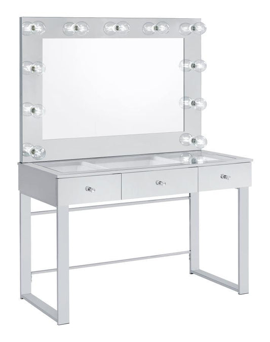 Umbridge - 3-Drawer Vanity Set With Lighting - Chrome And White