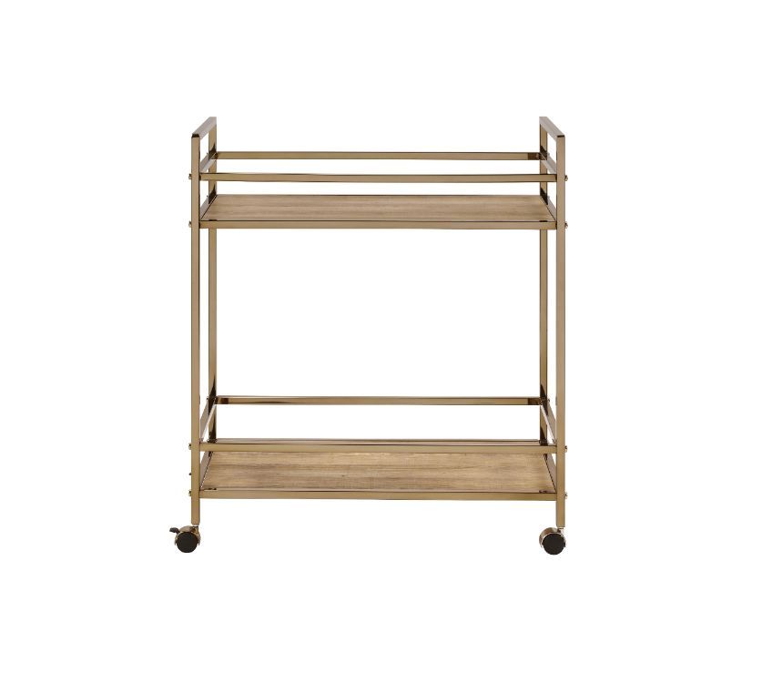 Barb - Serving Cart - Natural & Champagne Finish