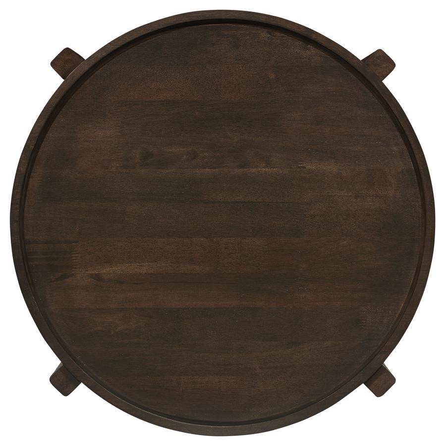 Cota - Round Solid Wood End Table - Dark Brown