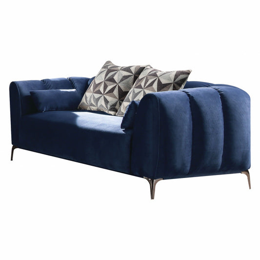 Velvet Loveseat W4 Pillows - Blue