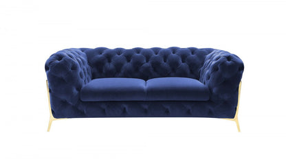 Glam Velvet And Gold Loveseat - Blue