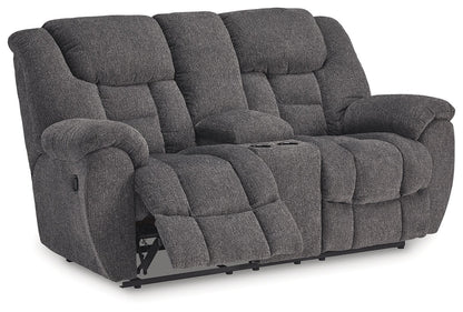 Foreside - Charcoal - Dbl Reclining Loveseat With Console