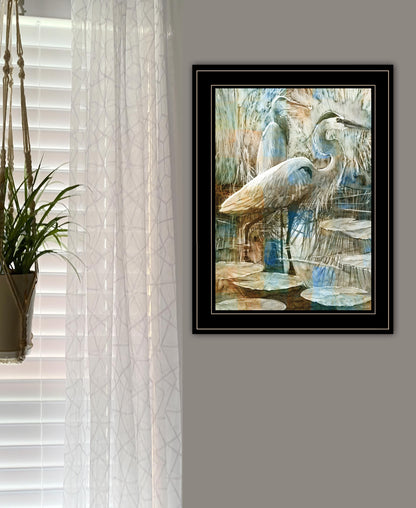 "Marsh Herons I" by Stellar Design Studio, Ready to Hang Framed Print, Black Frame