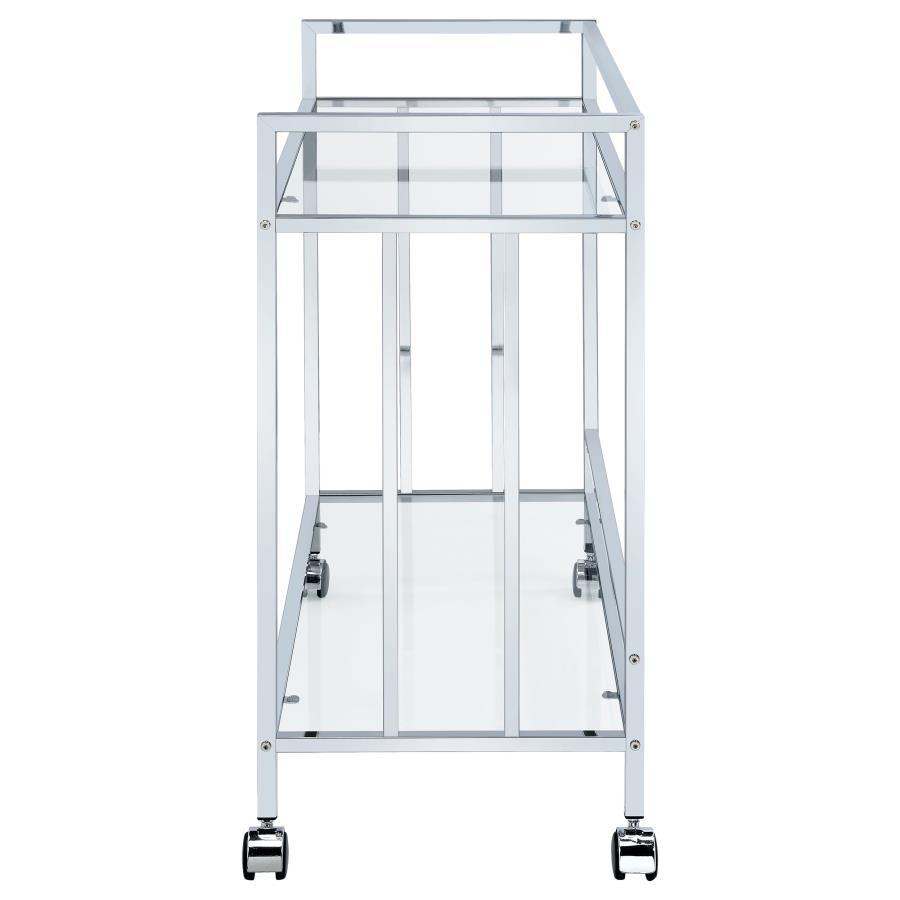 Cara - 2-tier Rectangular Glass Shelf Metal Bar Cart