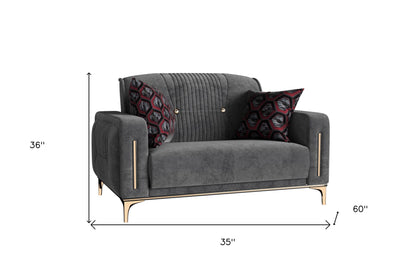 Microfiber Love Seat With Storage - Gray Gold