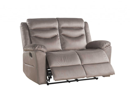 Velvet Manual Reclining Love Seat - Brown