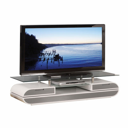 Cabinet Enclosed Storage TV Stand - Gray / White