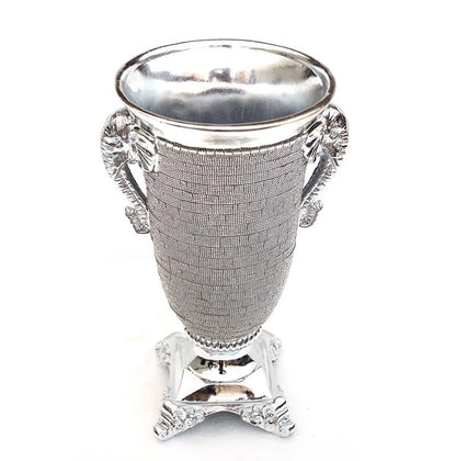 Ambrose Plated Crystal Embellished Ceramic Vase - Silver