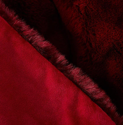 Cassilda Luxury Chinchilla Faux Fur Throw Blanket (50" X 60") - Red