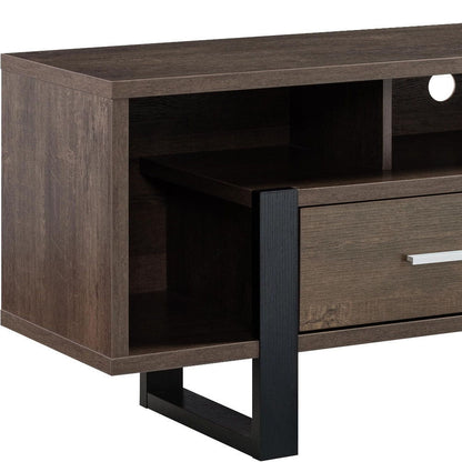 Manufactured Wood Cabinet Enclosed Storage TV Stand - Walnut Oak / Black