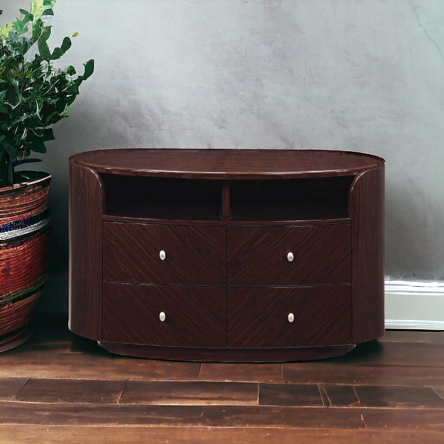 Cabinet Enclosed Storage TV Stand - Dark Brown