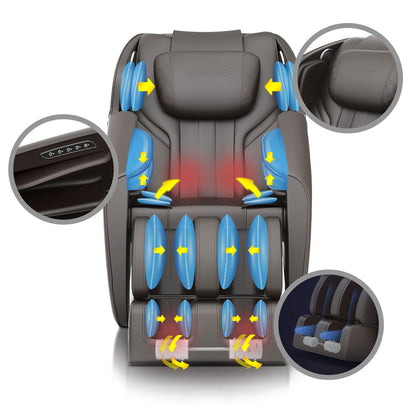 BOSSCARE Massage Chair Recliner with Zero Gravity Airbag Massage Bluetooth Speaker Foot Roller Black