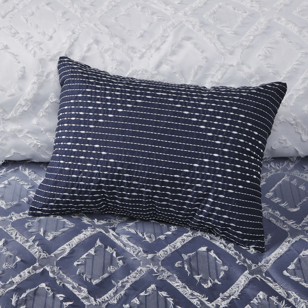 Ombre Printed Clipped Jacquard Comforter Set - Navy