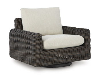 Kimora - Beige / Dark Brown - Swivel Glider Lounge With Cushion