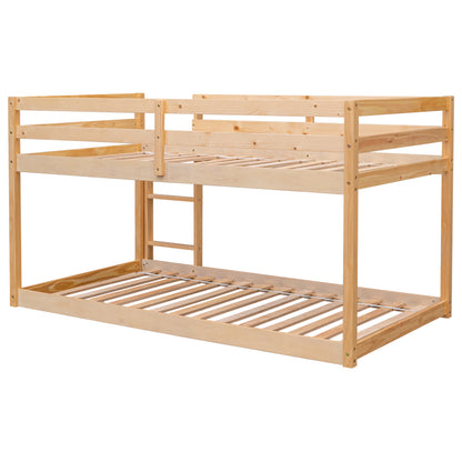 Twin over Twin Floor Bunk Bed,Natural