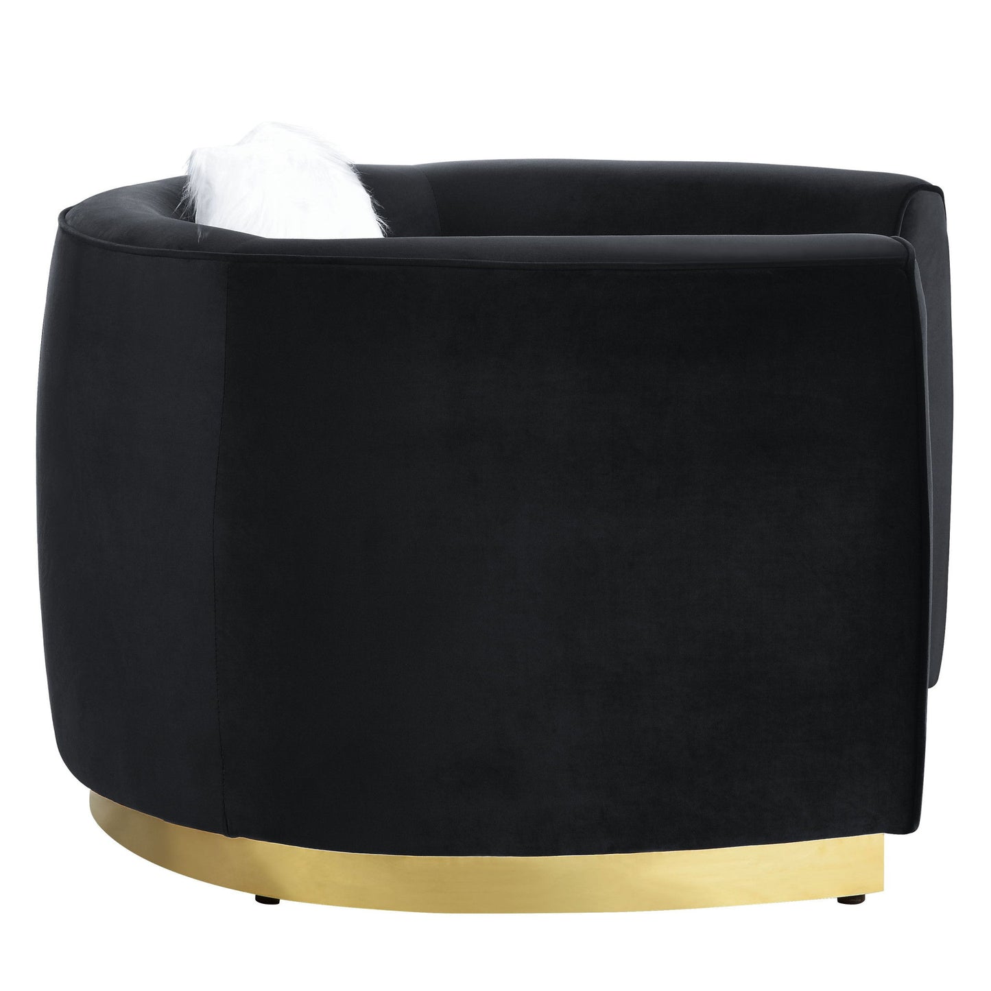 Velvet Curved Loveseat - Black / Gold