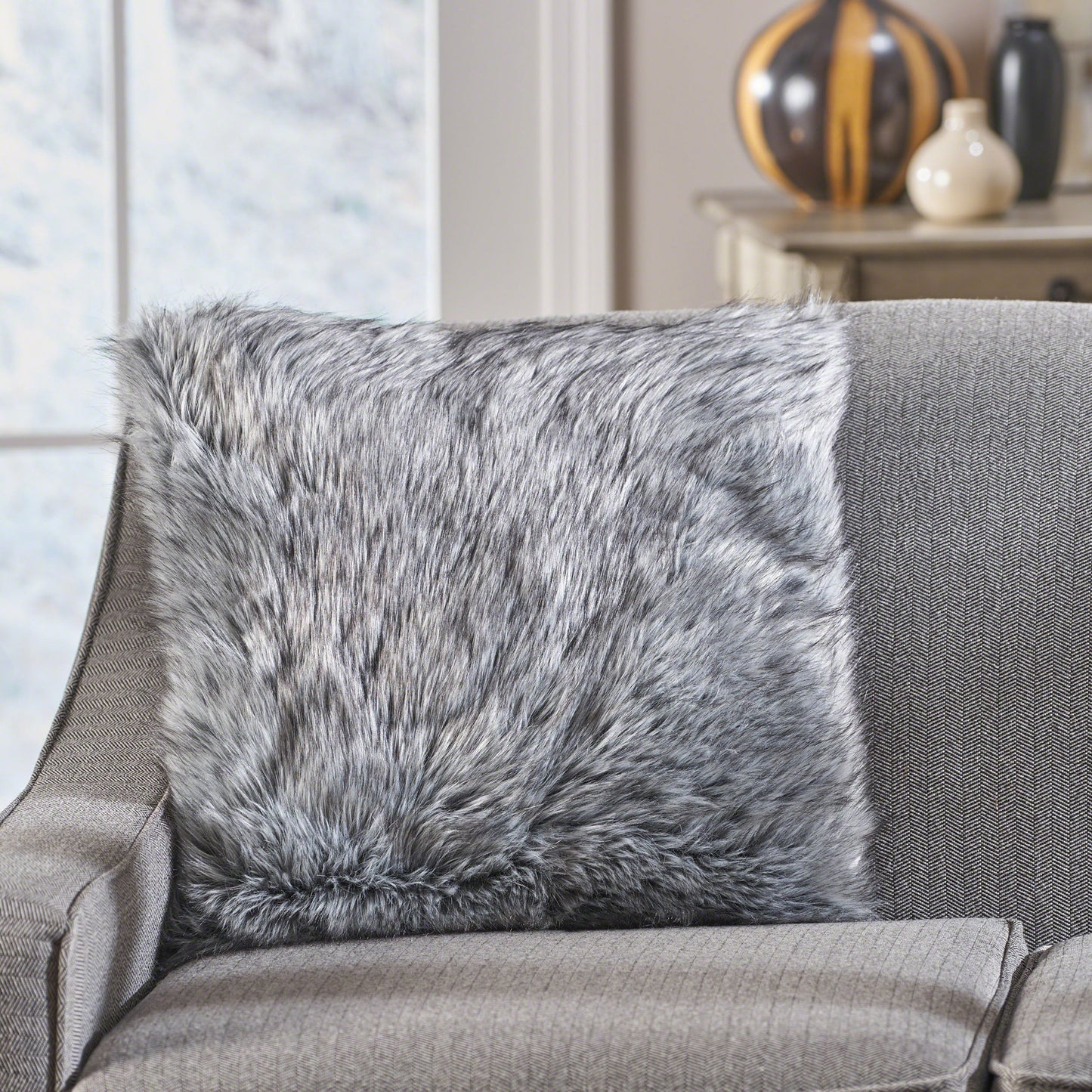 Pillow - Gray - Fur