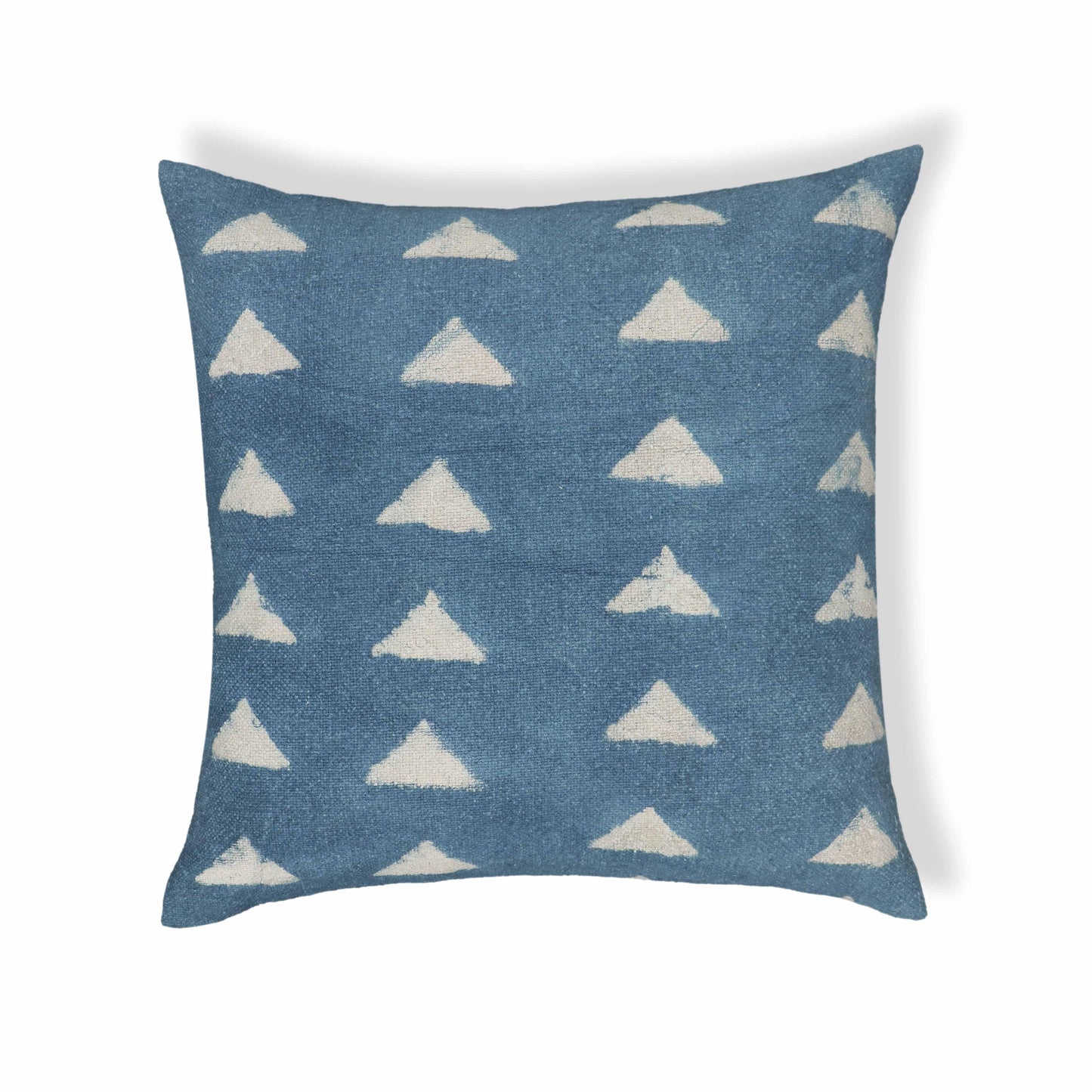 Indigo - Triangles Cotton Square Accent Pillow - Indigo