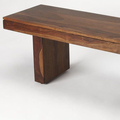 Modern Chunky Solid Wood Bench - Dark Brown