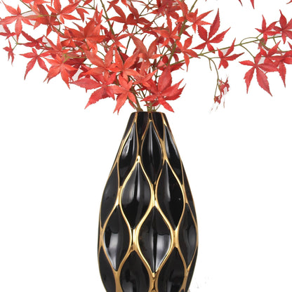 Elegant Black Ceramic Vase With Gold Accents - Timeless Home Decor