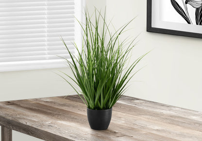 23" Tall, Artificial Plant, Grass, Indoor, Faux, Fake, Table, Greenery, Potted, Real Touch, Decorative - Green / Black