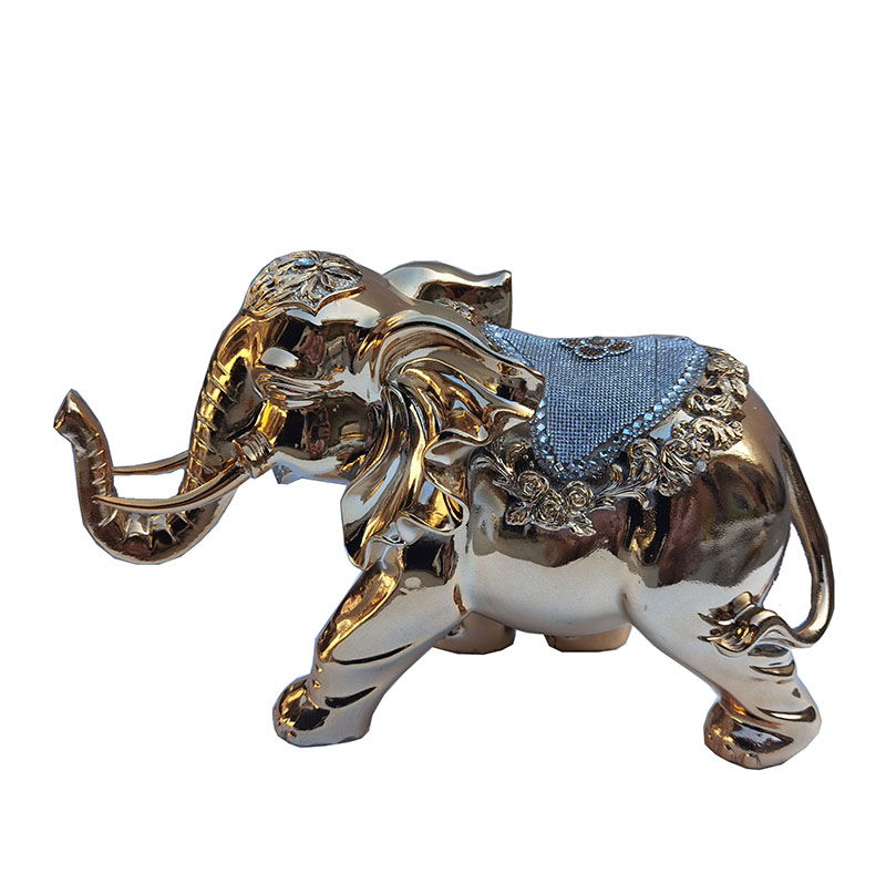 Ambrose Delightfully Extravagant Gold Plated Elephant With Embedded Stone Saddle (12" X 6"W X 7. 5"H)