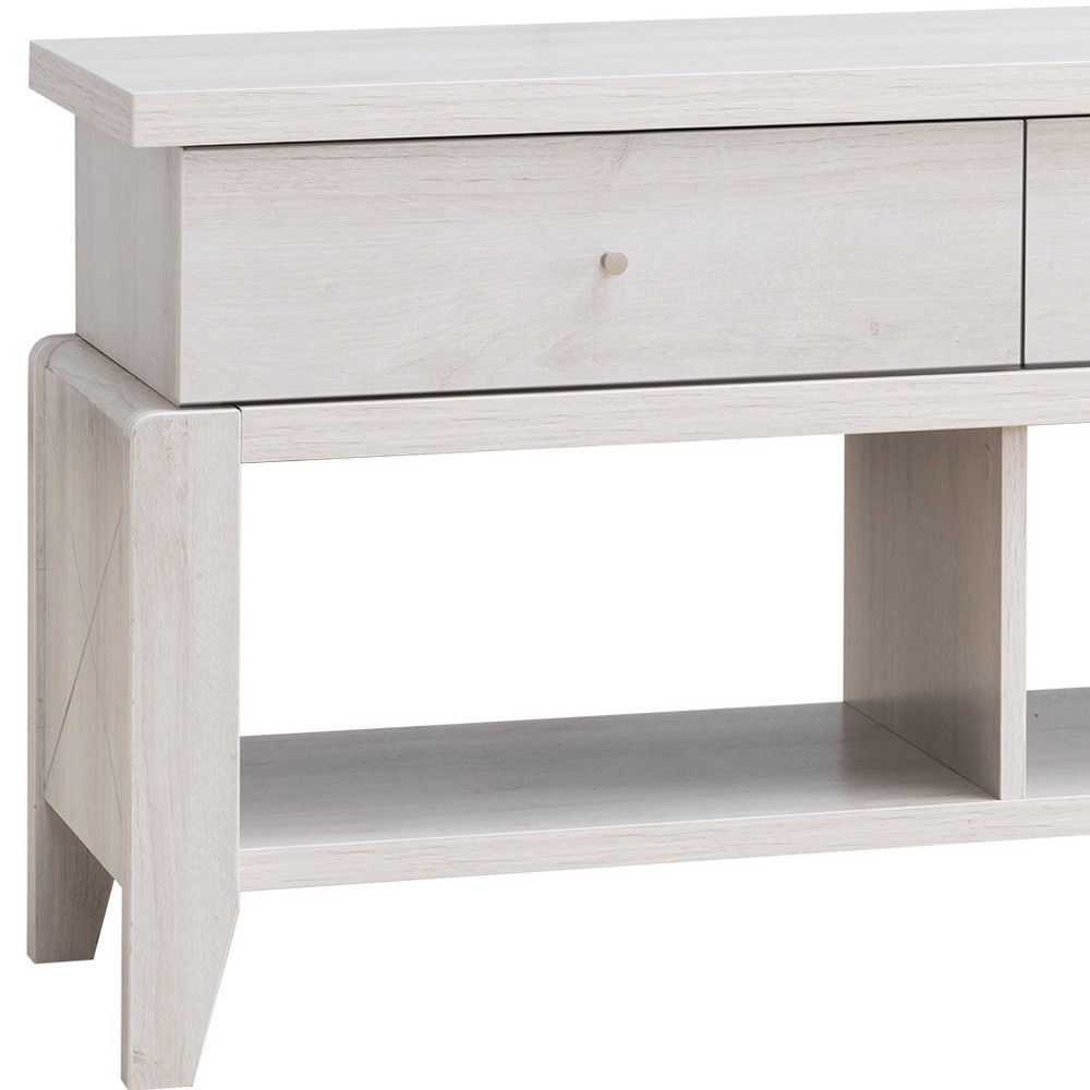 Manufactured Wood, Cabinet Enclosed Storage TV Stand - White Oak