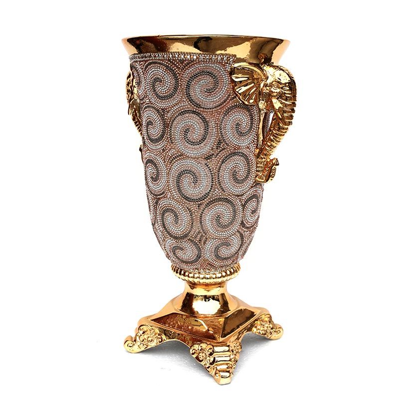 Ambrose Plated Crystal Embellished Ceramic Vase - Gold