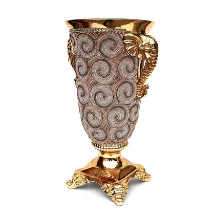 Ambrose Plated Crystal Embellished Ceramic Vase - Gold