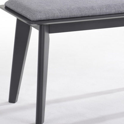 Modern Fabric Upholstered Dining Bench With Charcoal Gray Painted Wood Legs - Gray