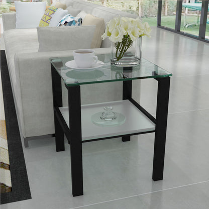 Glass Two Layer Tea Table, Small Round Table, Bedroom Corner Table, Living Room Side Table