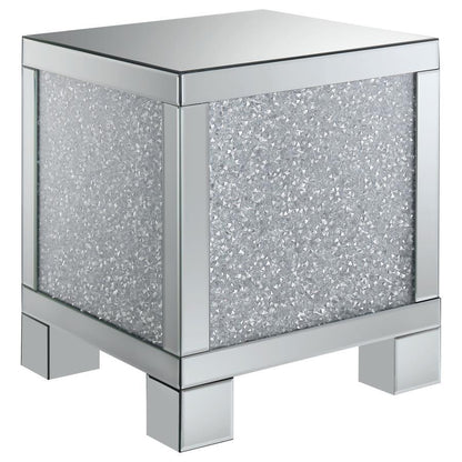 Gillian - Rectangular Mirrored Acrylic Side End Table - Silver