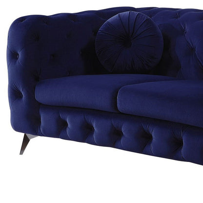 Velvet Loveseat - Blue / Silver