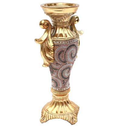 Ambrose Gold Plated Crystal Embellished Ceramic Candlestick Holder (6 In. X 4 In. X 11. 5 In.)