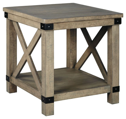 Aldwin - Gray - Rectangular End Table - Crossbuck Styling