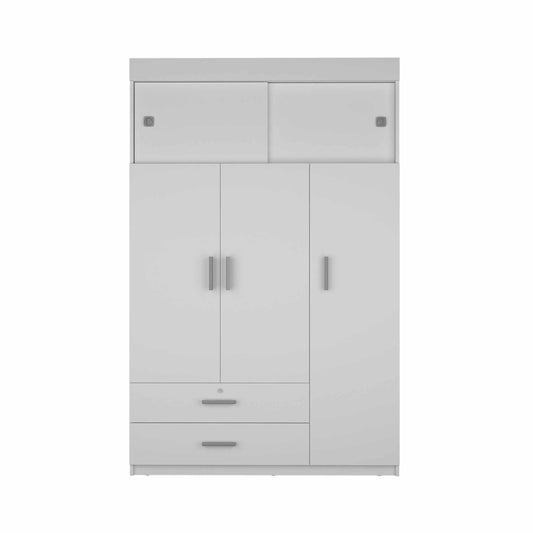 Tall Three Door Closet With Sliding Doors - White