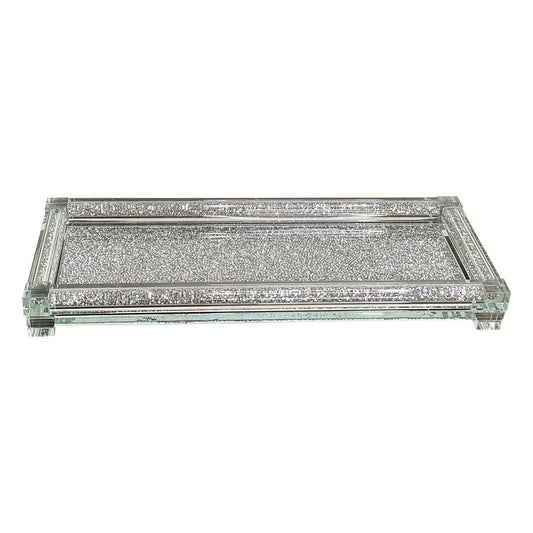 Ambrose Exquisite Large Glass Tray In Gift Box - Silver