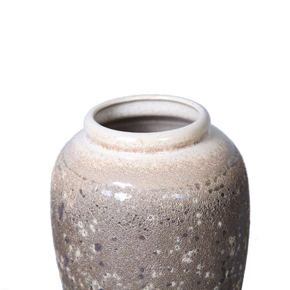 Vintage Sand Ceramic Vase 6.5"D X 12"H - Artisanal Piece For Your Home