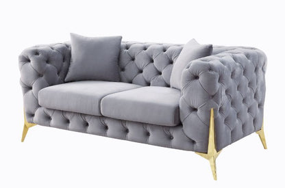 Jelanea - Loveseat - Gray Velvet & Gold Finish - 30"