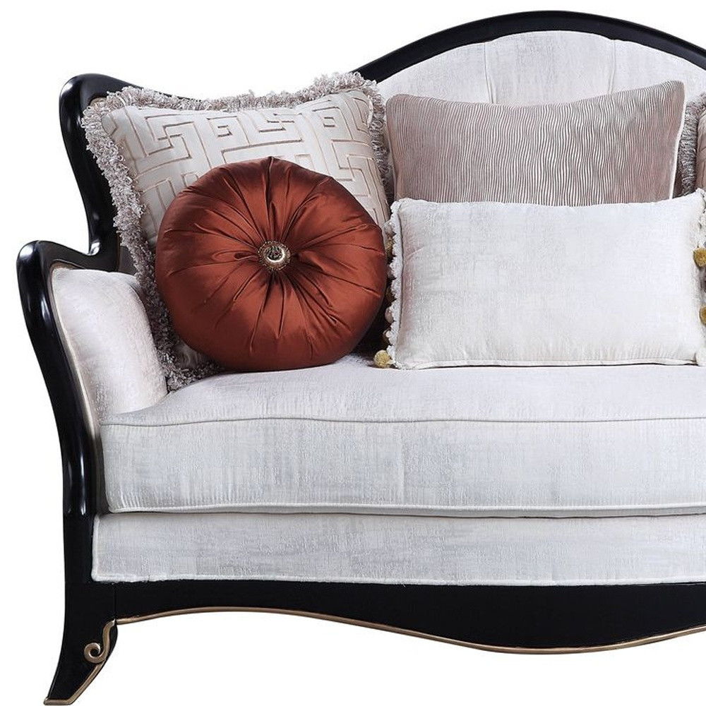 Cotton Blend Loveseat And Toss Pillows - Beige / Black