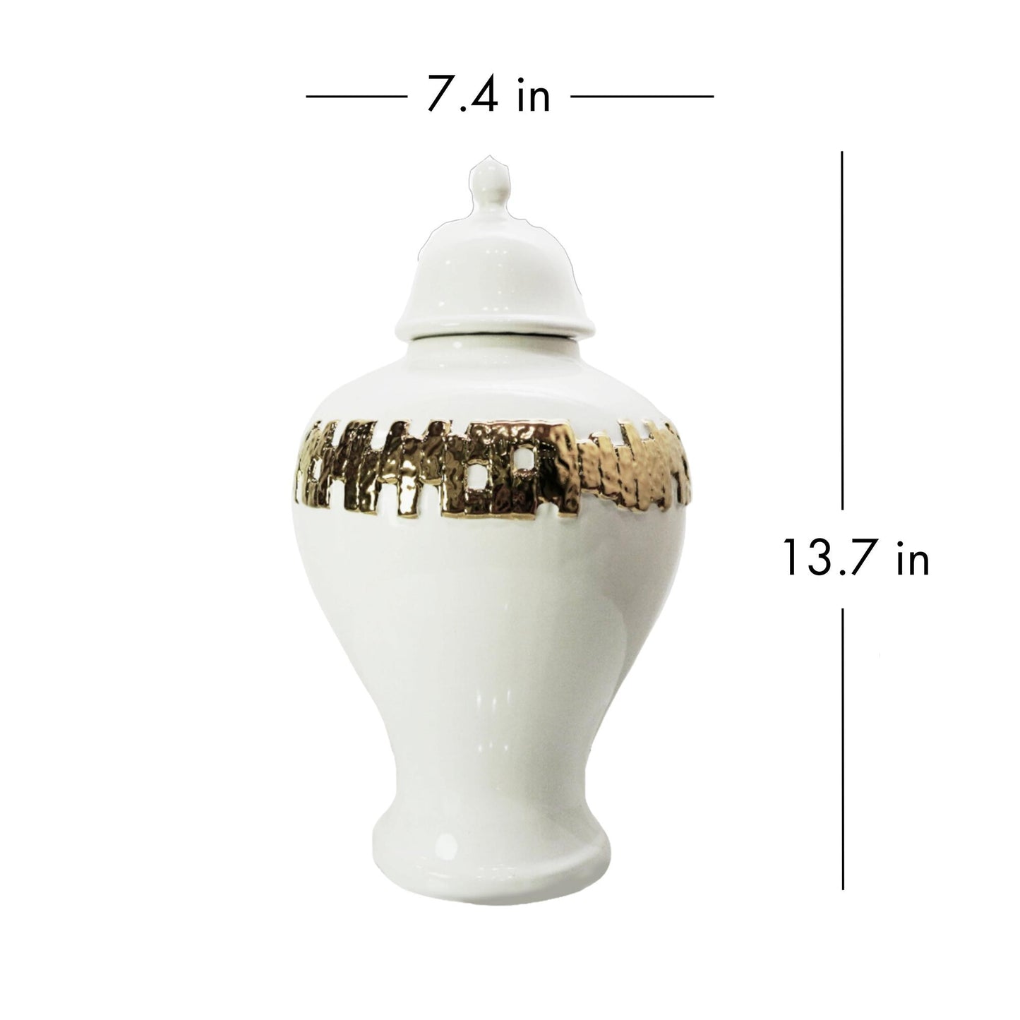 Ginger Jar With Gold Ornament - White