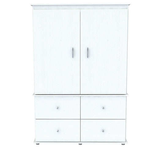 Melamine Mirrored Four Drawer Combo Dresser - White