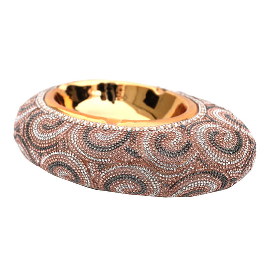 Ambrose Chrome Plated Crystal Embellished Ceramic Ashtray - Gold