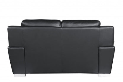 Love Seat Faux Leather - Silver / Black