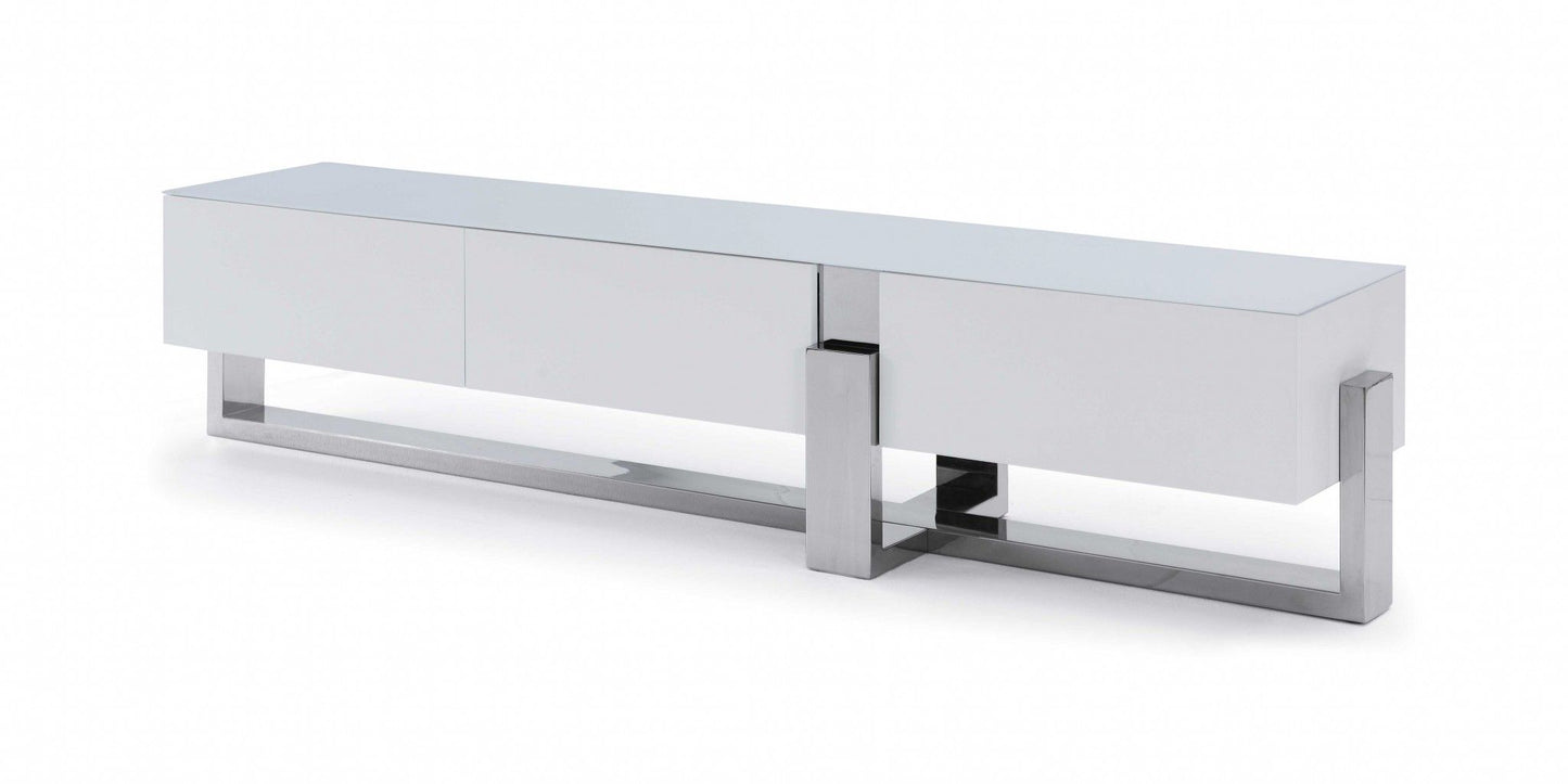 Stainless Steel TV Unit - White