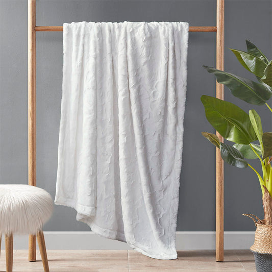 Oversized Faux Fur Throw - White