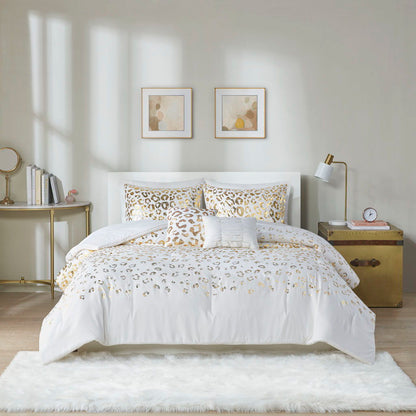 Metallic Animal Printed Comforter Set - Ivory / Gold