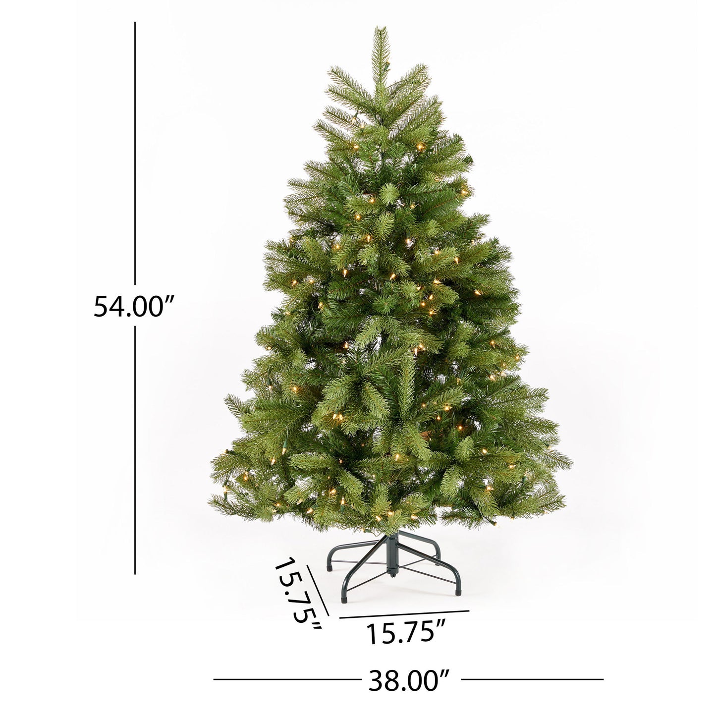 4.5' PE Mixed Spruce Tree With 250 Clear Lights - Ul (46%Pe), 529 Tips - Green