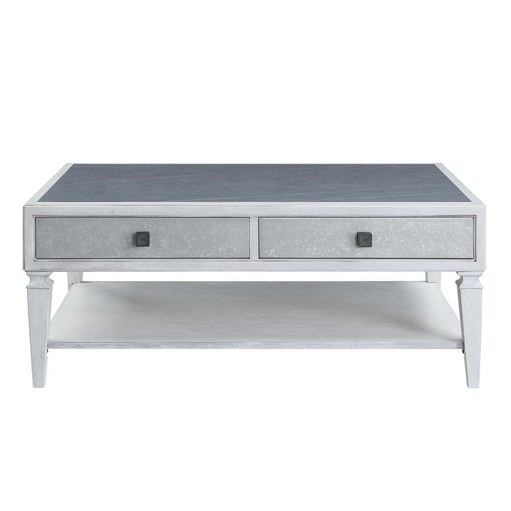 Katia - Coffee Table - Rustic Gray & Weathered White Finish